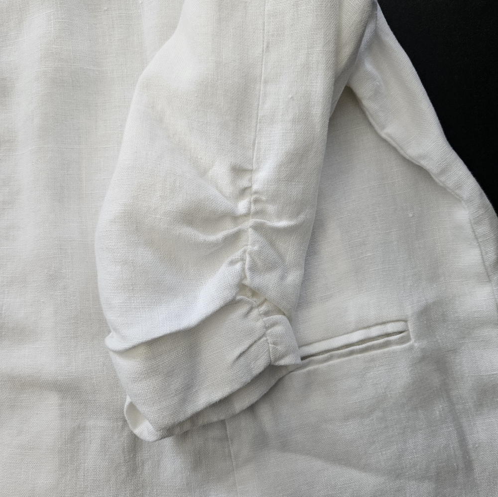 NWT - Linen Michael Kors White Blazer w Shirred Sleeves - Size 20W - Picture 9 of 12